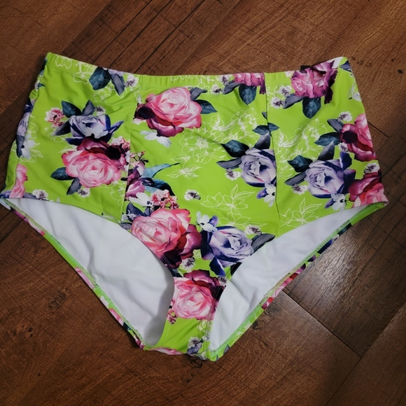 PLUS Neon Green, Floral TORRID Bikini Bottom ONLY - Picture 3 of 4